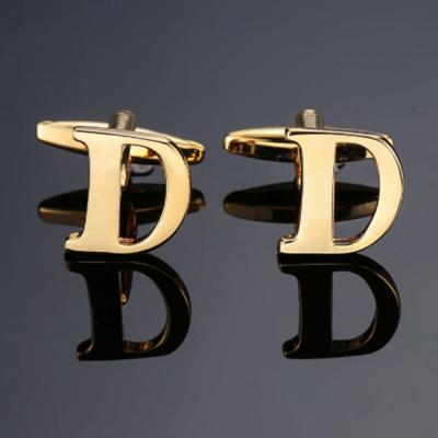 China Premium Stainless Steel Letter Cufflinks Gold New AZ Letter Call Men's Shirt French Cufflinks for sale