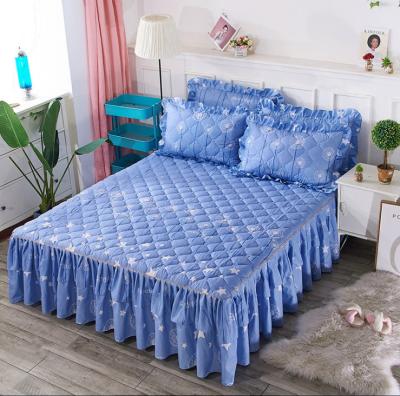 China Dandelion Home Pattern Printing Floral Soft Bed Skirt Cover Set Double Bed Skirt Home Sheets for sale