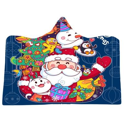 China Santa Claus Snowman Printed Polyester Merry Christmas Washable Deep Blue Area Rug for sale