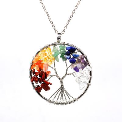 China FASHIONABLE Women Men Healing Crystal Pendant Natural Stone Quartz Colorful Tree of Life Necklace Pendants for sale