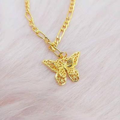 China Cute Butterfly Charm Chain Trendy Cuban Anklet Jewelry For Women Girls Anklets Animal Gold Wholesale 2021 Trendy Anklets for sale