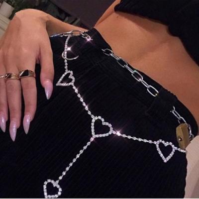 China Heart Shaped Waist Chain BOHEMIA Rhinestone Claw Alloy Body Chain Simple Sexy Waist Chain for sale