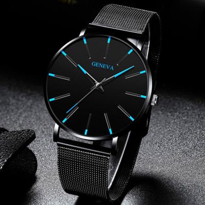 China 2021 Simple Ultra Thin Women Business Water Resistant Minimalist Men's Fashion Wristwatches Stainless Steel Mesh Belt Quartz Watch for sale