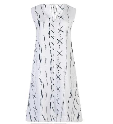 China Superdry QUICK DRY Women's Summer Spring Elegant Criss Cross Sleeveless Pattern Digital Print Tie Back 55/45 Canvas/Squishy Dress for sale