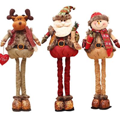 China 2018 New Fabric Design Christmas Decorations Holding Ornaments Santa Plush Toys Telescopic for sale