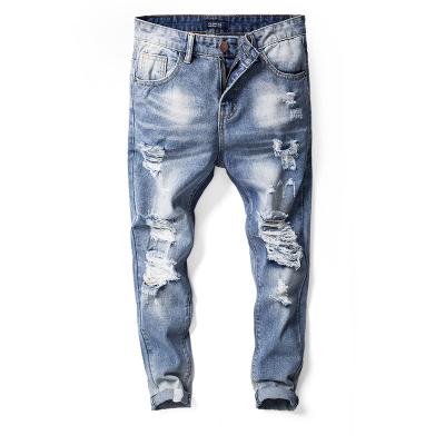 China 2020 New Men's Pants China Custom Breathable Casual Men's Youth Beggar Pants Breathable Heavy Rips Fashion Men's Jeans Denim for sale