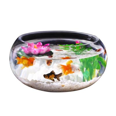 China New Large Round Aquarium Decoration Water Cultured Turtle Viable Transparent Glass Desktop Goldfish Transparent Custom Tank for sale