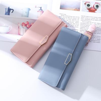 China 2018 new fashion long multi-card wallet hand ladies female wallet simple large capacity bag waterproof solid color waterproof for sale