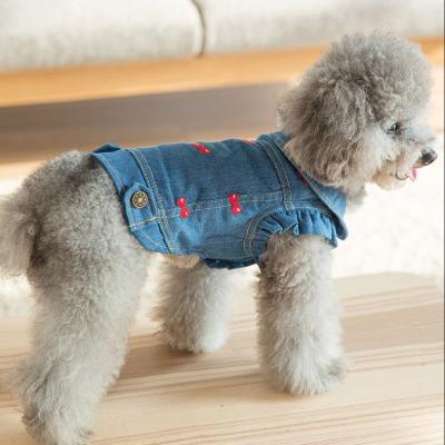 China New Sustainable Breath Sleeve Pet Jeans Clothes Dog Clothes Spring Autumn And Winter Clothing for sale