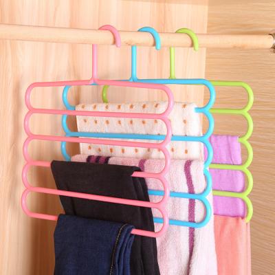 China Multi-layer multi-functional plastic non-slip pants pants hangers Five-in-one hangers wholesale for sale