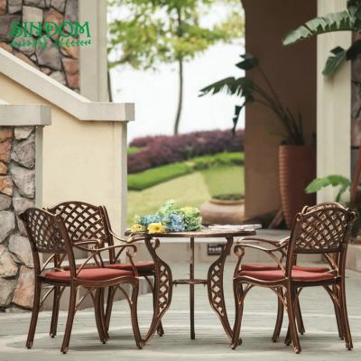 China Table China Sand Casting Garden Table And Chair Outdoor Aluminum Handmade Outdoor Furniture for sale