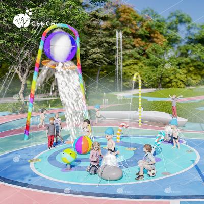 China Commercial Cenchi Hotel Resort Colored Fiberglass Pour Bucket Ground Spray Fountain Outdoor Pool With Splash Zone for sale