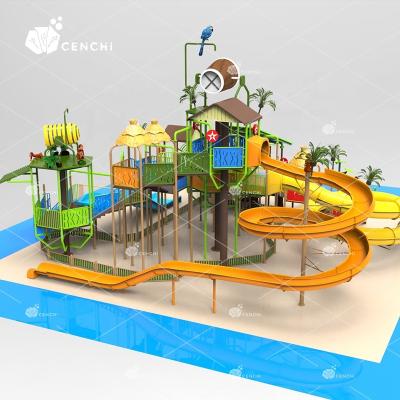 China Fiberglass Commercial Outdoor Cenchi Hotel Resort Water Playground Equipment Spray Pad Park Pool Aqua Sprinkler Water Splash And Slide for sale