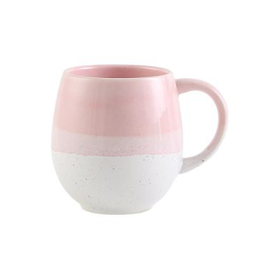 China Wholesaleable 518ml Ceramic Espresso Mugs Modern Fashionable Pink and White Ceramic Mug for sale