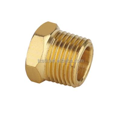 China Industry Pipe Fitting Brass Hex Nipple Coupling 3/8 Inch NPT Male To 1/2 Inch NPT Female for sale