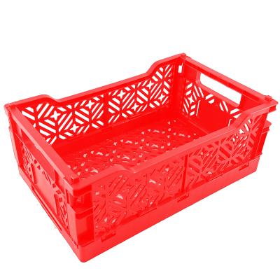 China Hot Sale Small Collapsible Foldable Mesh Storage Box Basket Plastic Crates for sale