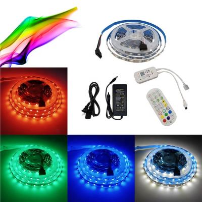 China Smart Warehouse LED Strip Lights RGB W Led Light Set 5050 SMD Flexible 5m 10m Waterproof Strip Diode Control+Adapter Color Moves for sale