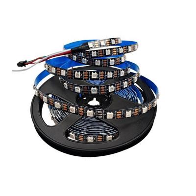 China Hotel Smart ws2812b LED Strip Black 5v PCB Light Flexible Lamps Smd5050 Chips Home Decorative Magic Color RGB 60 Led Strip Light for sale