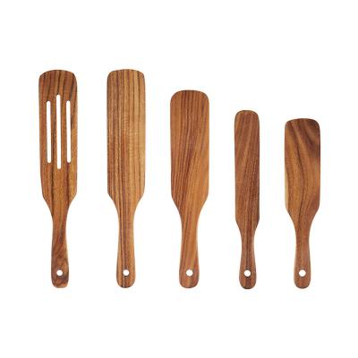 China Sustainable Custom Bamboo Kitchen Wooden Spatula Set Of 5 Piece Utensils Tools for sale