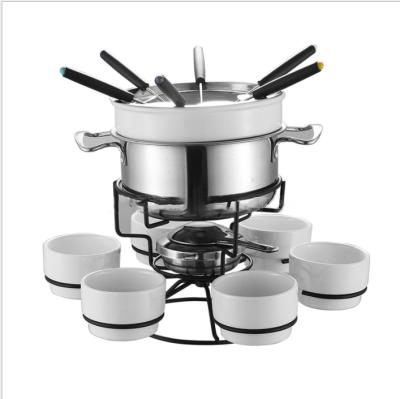 China Modern Simplicity Modern Fondue Set Stainless Steel Chocolate Cheese Fondue Set Fondue Set With Forks for sale