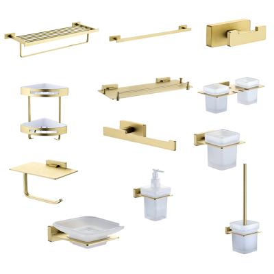 China Luxury Set of 304 Stainless Steel High Quality Gold Hotel Bathroom Accessories for sale