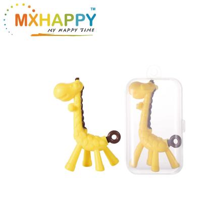 China MH188 Lovely Cute Giraffe Animal Silicone Teether Toys For Baby Educational Toys Non-Toxic Bpa Free for sale