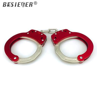 China Handcuffs: high quality 6061-T6 anti release function design, double lock aluminum alloy police steel handcuffs, lightweight American handcuffs for sale