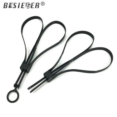 China Professional handcuff design can replace iron handcuffs. BIEGEIER Tactical Disposable Plastic Band Binding Handcuffs Pull Ring Tether Restraint Nylon Band Black Plastic Handcuffs for sale