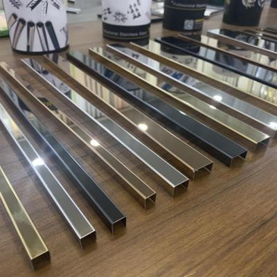 China Modern Chrome Finish Listello Border U Channel U Shape 304 Stainless Steel Tile Trim for sale