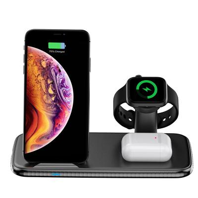 China Portable Smart Watch Multifuncion Stand 4 in 1 15w Wireless Charger Type-c 3 Coil V5 Qi Fast Magnetic Wireless Charger for sale