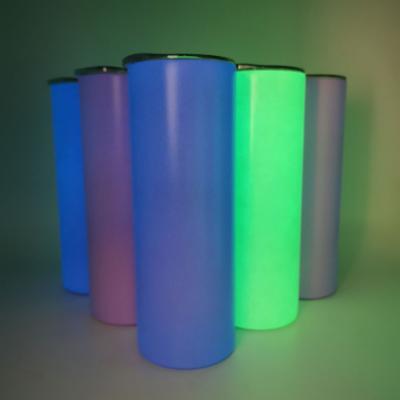 China 20OZ Sublimation Disposable Straight Skinny Tumbler Luminous Stainless Steel Fluorescent Insulated Coffee Mug for sale