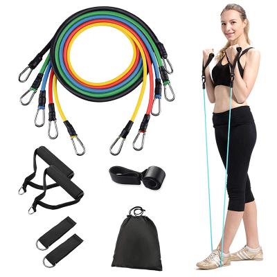 China 2021 Fitness Exercise Heavy Strong Strong Resistance Bands Set 11pcs With Handles Band Equipment 1.2m Workout Bands Resistance for sale