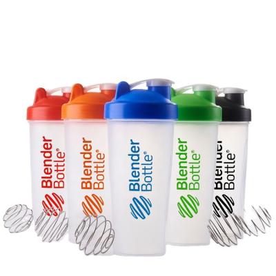 China Wholesale Custom Stocked Logo Gym Plastic Protein Shaker Bottle With Mixer Ball Sports Drink Bottle for sale