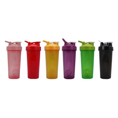 China Stocked Colorful 600ml Gym Sports Shaker Bottle For Protein With Ball Mixer Plastic Drink Mixing Bottle for sale