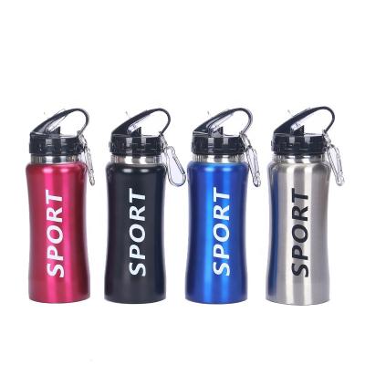 China Portable Single Wall Water Bottle Stocked Metal Stainless Steel With Straw Sport Bottle For Outdoor for sale