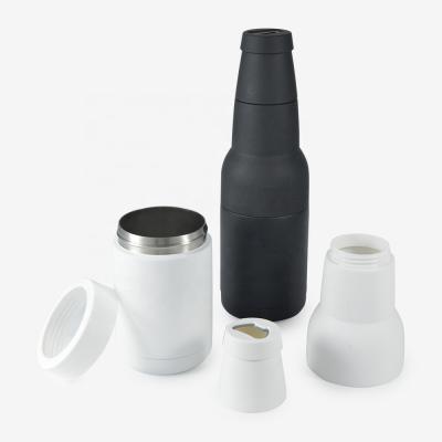 China Sustainable Wholesale Vacuum Insulated Beer Bottle Cooler With Opener Stainless Steel Can Holder For Beer for sale