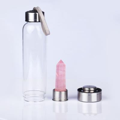 China Crystal Glass Water Bottle Energy Quartz Gemstone Stored Eco-friendly Natural Water Bottle With Variable for sale