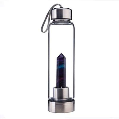 China Custom Crystal Glass Water Bottle Stocked with Healing Gemstone Center Crystal Elixir Bottle Column Magic Wand for sale