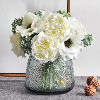 China Artificial Peony Flower Anemone Flower Hand Tie Bouquet Fashional C-AA001 Fake Flower Wholesale Bouquet For Wedding Decor for sale