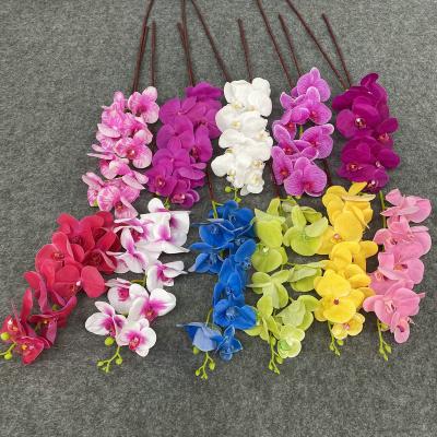 China Fashional D-OR001 Sale Blue Orchid Stem Orchid Silk White Artificial Phalaenopsis Wholesale Single Whole Flowers For Wedding Decor for sale