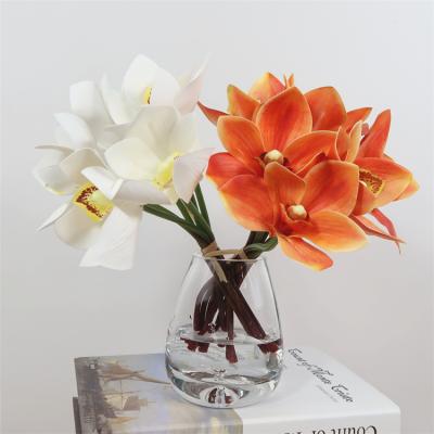 China Wholesale 6 Heads Fashional YL003 Cymbidium Orchid Flower Bouquet Latex Orchids Artificial Artificial Flower for sale