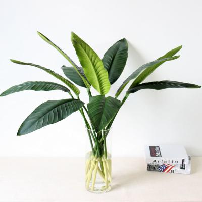 China Eco-friendly Strelitzia YH029 Bird Paradise Artificial Green Leaves PU For Decorations Artificial Plant Leaves Fake Leaves for sale