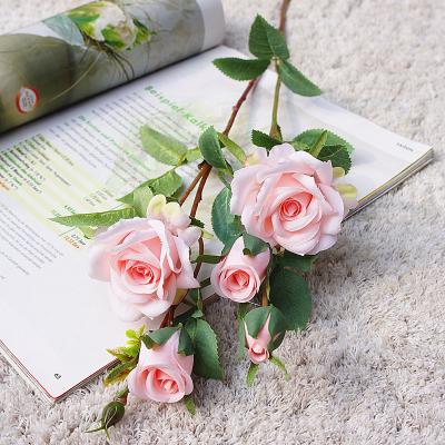 China O-X482 Wholesale High Quality Eco-friendly Artificial Real Touch Rose Group Branches 4 Branches Real Touch Wedding Home Decor Artificial Flowers Rose for sale