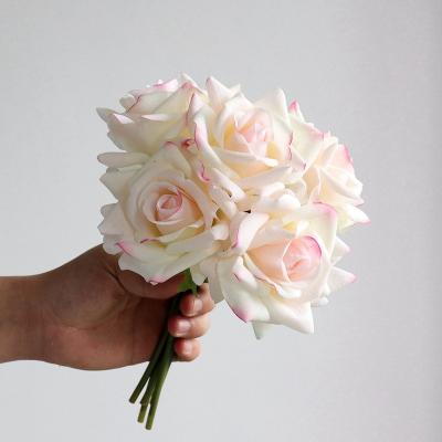 China Wholesale O-X439 Roll Edge Touch Real Touch Eco-friendly Latex Roses Home Decor Latex Roses Moisturized Roses Flower Bouquet for sale