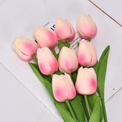 China D-T001 PU Real Tulip Flowers Fake Tulips Artificial Tulip For Home Wedding Decoration for sale