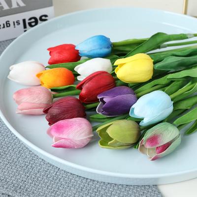 China Fashional Holland Tulip Bunch Real Touch Wholesale Artificial Colorful PU Tulip for sale