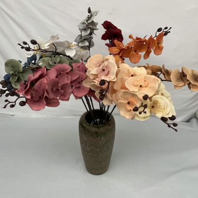 China Wholesale 9 Heads Phalaenopsis Real Touch Butterfly Eco-friendly Artificial Orchid Flower Single Stems Brown Orchid O-B008 For Home Wedding for sale