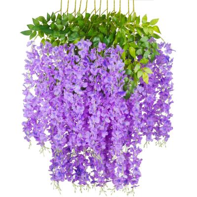 China Fashional Wisteria Hanging Flower Artificial Vine Garland Flowers Garland Silk Wisteria for Wedding Outdoor Party Home Garden for sale