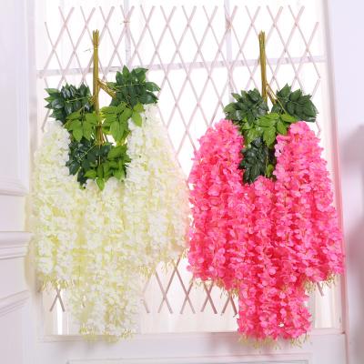 China Wholesale Fashional Long Artificial Silk Wisteria White Flower For Wedding Decoration for sale