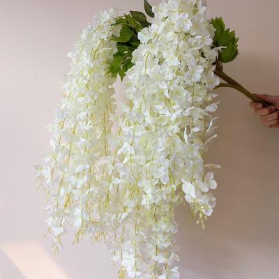 China Fashional Hot Sale Artificial Silk Wisteria Vine Hanging Flower For Wedding for sale